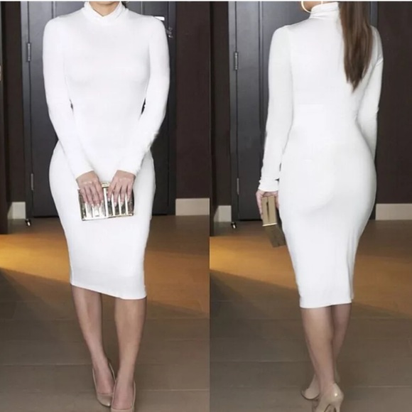 white turtleneck dress